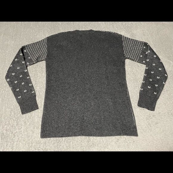 J.CREW factory intarsia reindeer size xs merino wool blend EUC grey - Picture 3 of 6